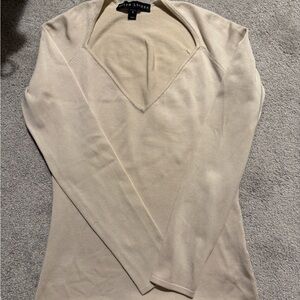 Ralph Lauren Black Label Cream V-Neck Knit Top